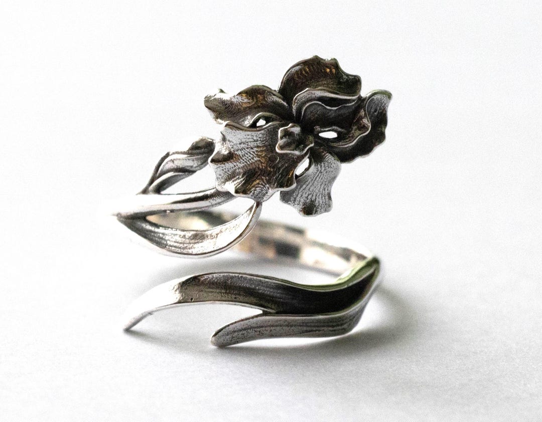 925 Sterling Silver Iris February Birth Flower Adjustable Ring - Etsy Canada