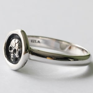 925 Sterling Silver Skull Wax Seal  Ring