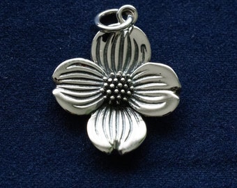 925 Sterling Silver Dogwood Flower Charm