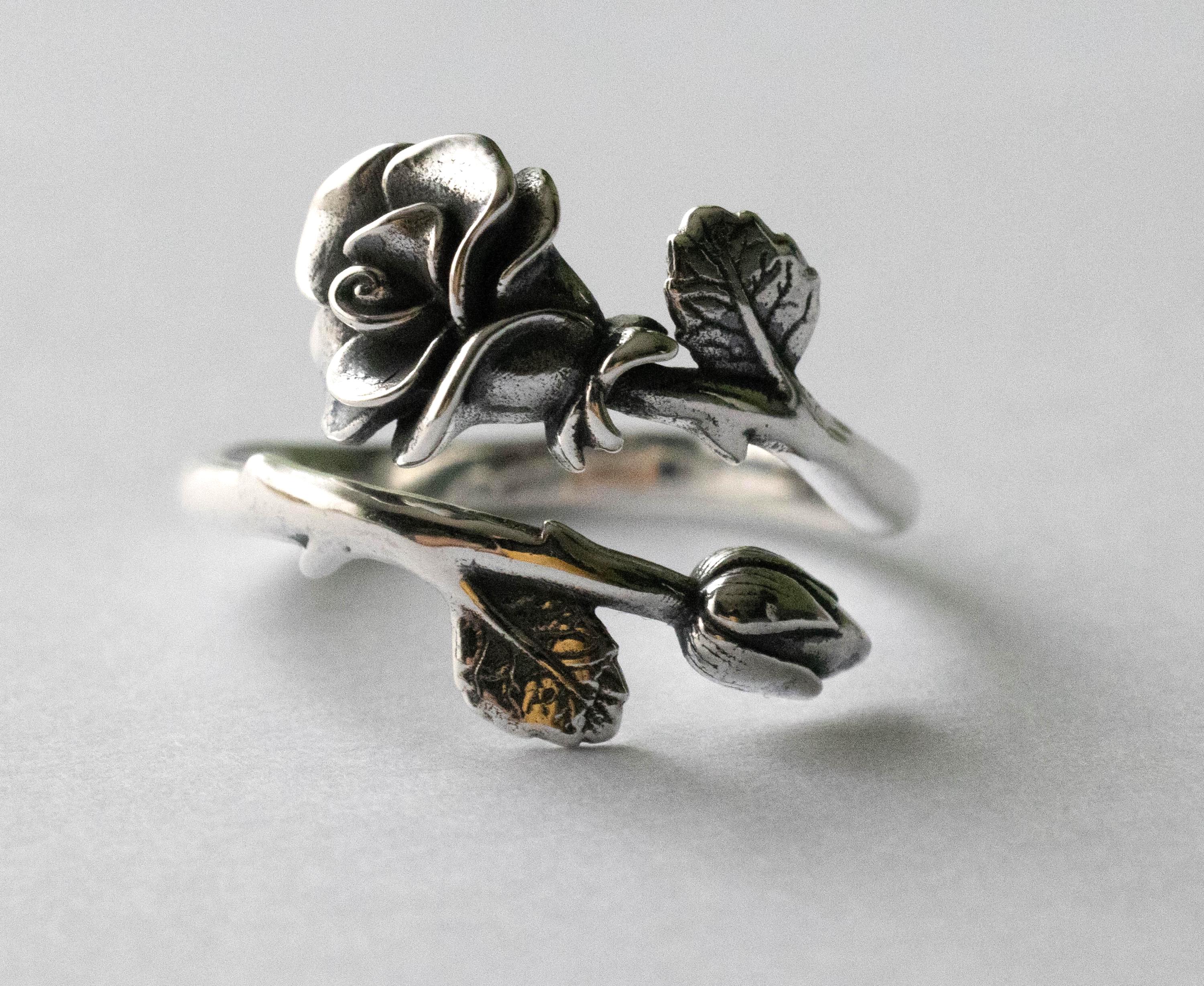 柴*犬様   ROSE スプーン STERLING 925 925 Sterling Silver Rose June Birth Flower Adjustable Ring - Etsy