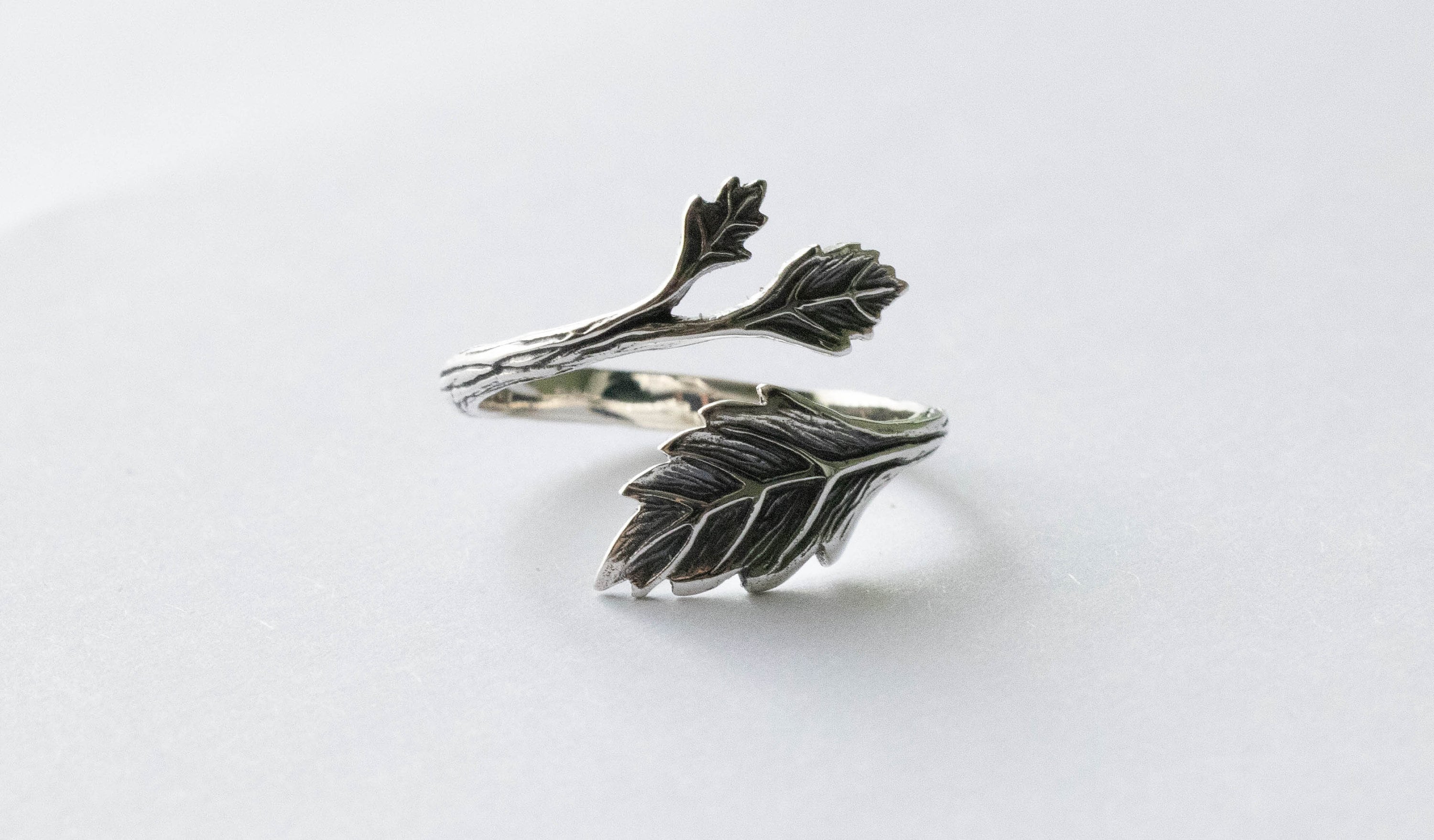 925 Sterling Silver Leaf Adjustable Ring - Etsy
