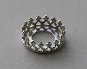 925 Sterling Silver Crown Bezel Cup 10mm