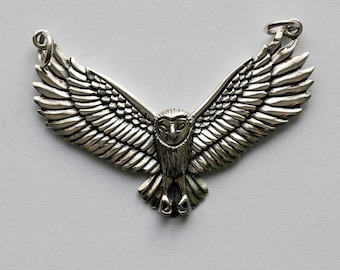 925 Sterling Silver Flying Owl Pendant