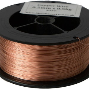 Unplated Copper Round Wire (Half Hard) 1kg (2x500g)