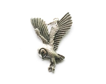 925 Sterling Silver Flying Owl (24.6x 17.6mm) Charm