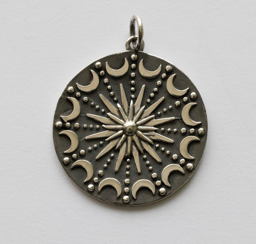 925 Sterling Silver Sun and Moon Mandala Pendant - Etsy