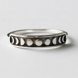 925 Sterling Silver Moon Phases Ring