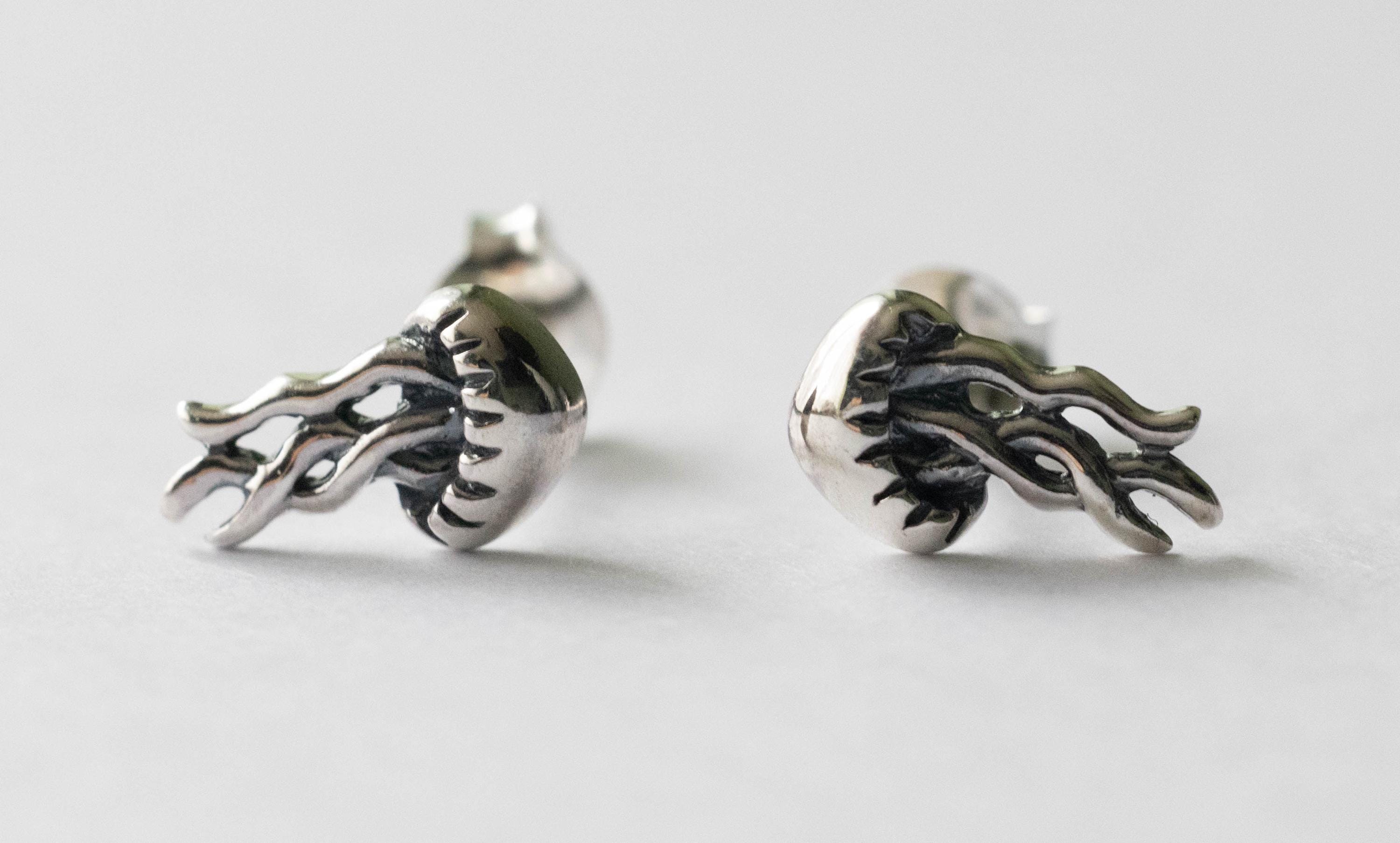 925スターリングシルバーのクラゲポストピアス（1ペア） - Etsy 日本