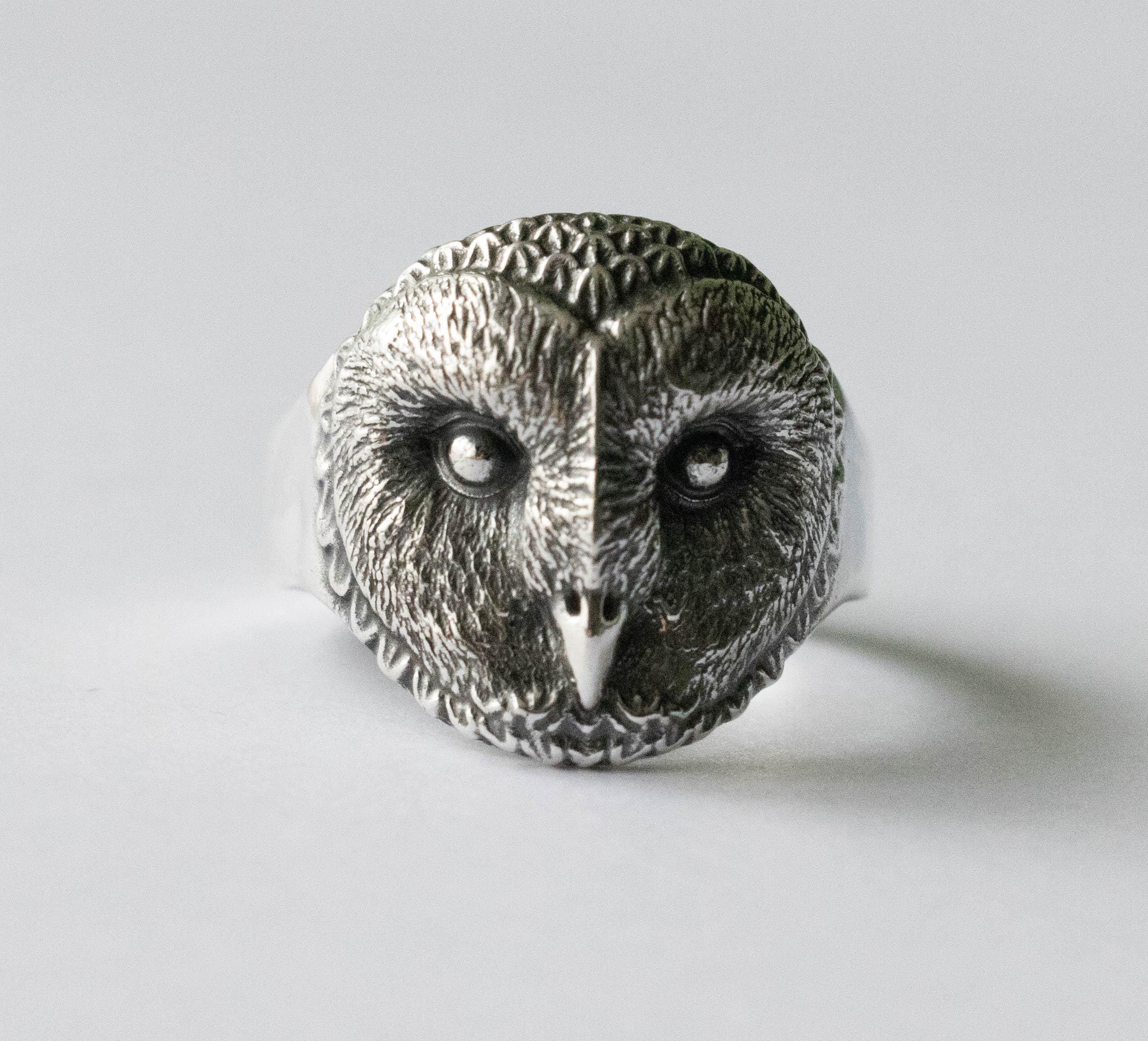 925 Sterling Silver Barn Owl Ring