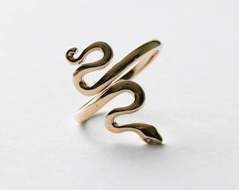 Bronze Large Snake Adjustable Ring