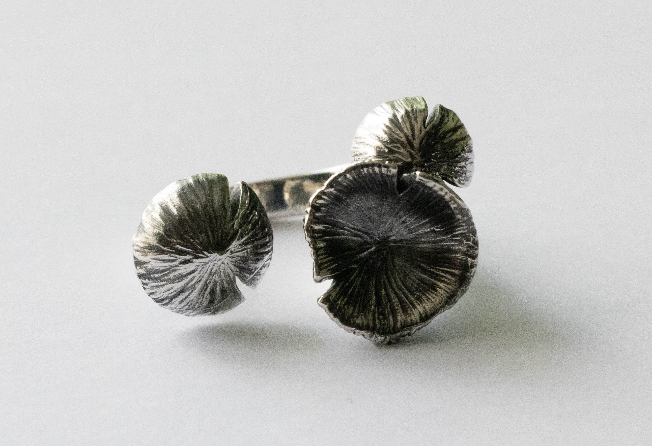 925 Sterling Silver 3D Mushroom Adjustable Ring