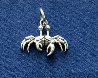 925 Sterling Silber Kleiner Krabbe Anhänger
