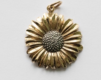 Bronze Daisy Pendant with Silver Center