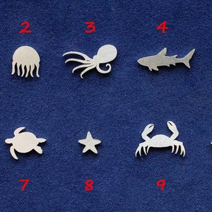 Accent saldabile in argento sterling 925 con animali marini (set da 10 pezzi)