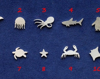 925 Sterling Silver Sea Animals Solderable Accent (set of 10pc)