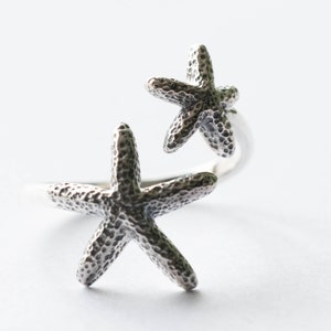 925 Sterling Silber Seestern Einstellbar Ring