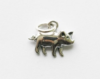 925 Sterling Silver Small Pig Component