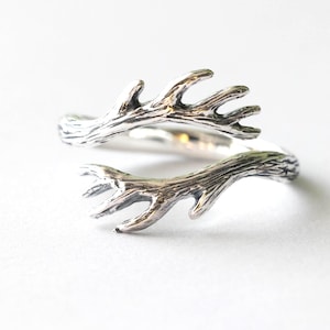 925 Sterling Silber Klein Geweih Ring verstellbar