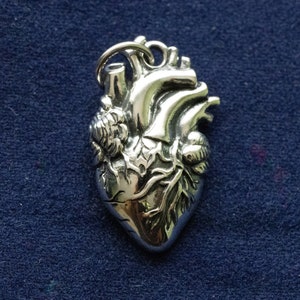 925 Sterling Silver Anatomical Heart Charm