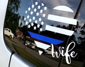 Thin blue line flag decal, police flag, police wife, blue lives matter, law enforcement, police yeti sticker deputy wife police officer gift