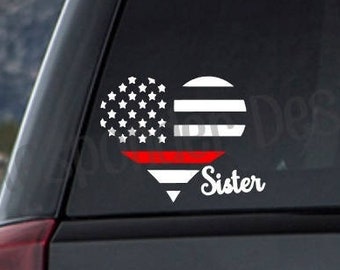 Thin red line flag decal, Firefighter decal for yeti, Thin red line car decal, Firefighter decal for car, Thin red line sticker, fire