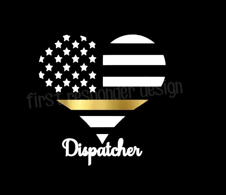 911 Dispatcher Decal, Thin Gold Line Decal, 911 Dispatch Decal, Thin ...