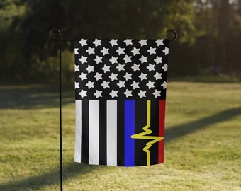 First Responder Garden flag | Thin Blue Line | Thin Red Line | Thin Gold Line Garden Flag | Dispatcher Garden Flag