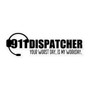 911 Dispatcher Decal Your Worst Day Is My Workday, 911 Dispatcher Sticker, Dispatcher Gift, Gift For Dispatcher, Thin Gold Line Gift, Police