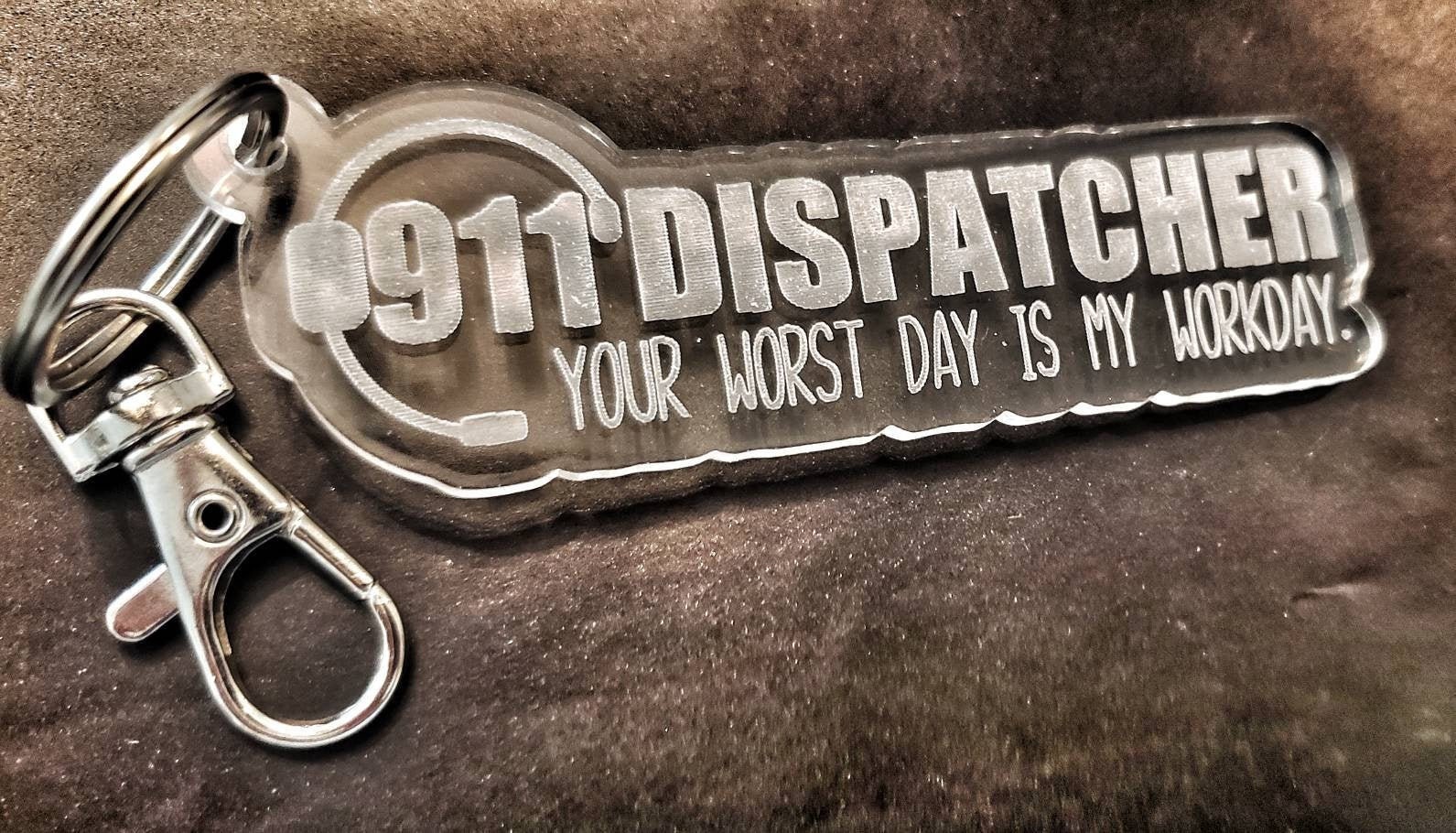 911 Dispatcher Keychain Thin Gold Line Keychain Dispatcher Etsy