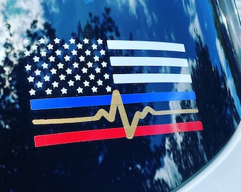 Dispatcher decal, Thin gold line decal, 911 dispatch decal, thin gold line flag, thin gold line gift, thin blue line, thin red line, 911
