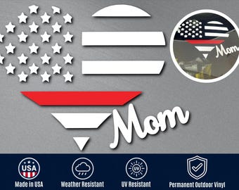 Firefighter Mom Decal | Thin Red Line Car Sticker | Fire Mom Gift | Firefighter Family Decal | Personalized Window Decal