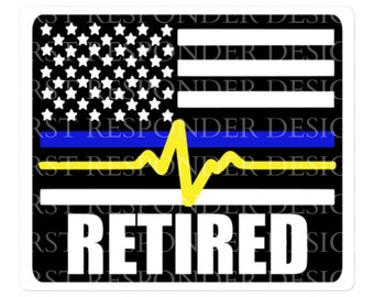 Retired Dispatcher decal, Thin gold line decal, 911 dispatch decal, thin gold line flag, thin gold line gift, thin blue line, thin red line