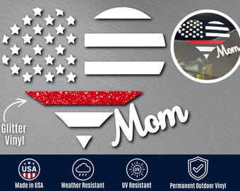 Firefighter Mom Decal | Thin Red Line Car Sticker | Fire Mom Gift | Firefighter Family Decal | Personalized Window Decal