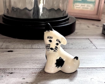 Vintage Robert Simmons California Pottery Dog Figurine Max Mac Mid Century Ceramic White Black