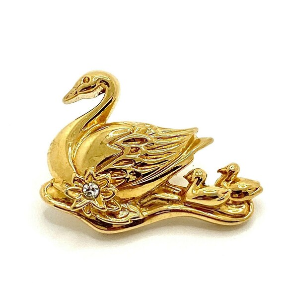 Vintage Avon Precious Love Swan Tack Pin Back Gold