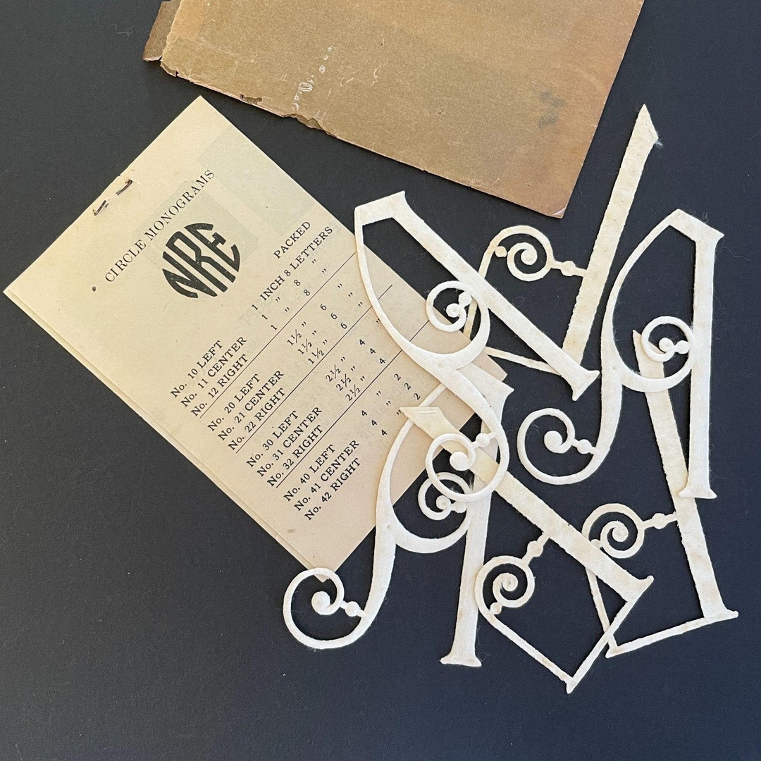 Antique Embroidery Forms: Block Script Letters A and h - Lot of 6 ...