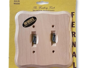 Vintage Wood Double Switch Plate Unfinished by Fernal