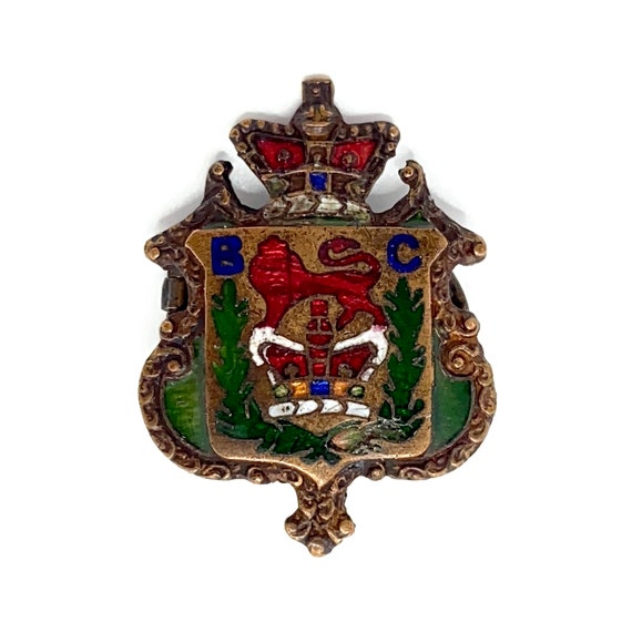 Antique Colonial B C British Columbia Pin Heraldi… - image 1