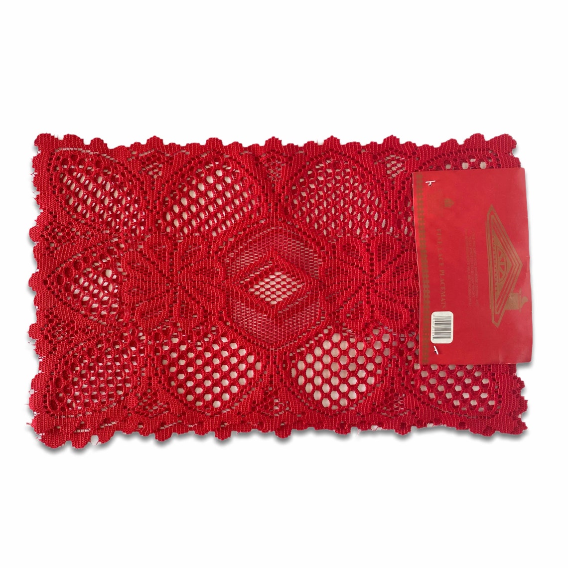 Christmas Lace Placemats 2 Piece Set Red Floral 12 x 18 Inch Etsy
