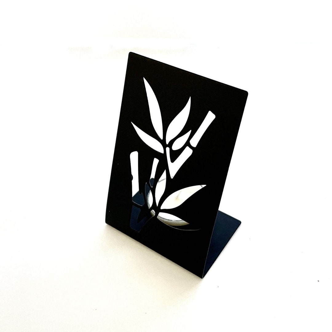 Vintage Pier 1 Bamboo Cut Out Tea Light Candle Holder Black Etsy