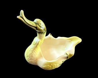 Vintage Hull Figural Swan Ashtray Trinket Dish Chartreuse Green 50's