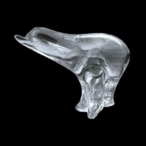 Vintage Lead Glass Modernist Polar Bear Figure by Marcolin Glass Sweden