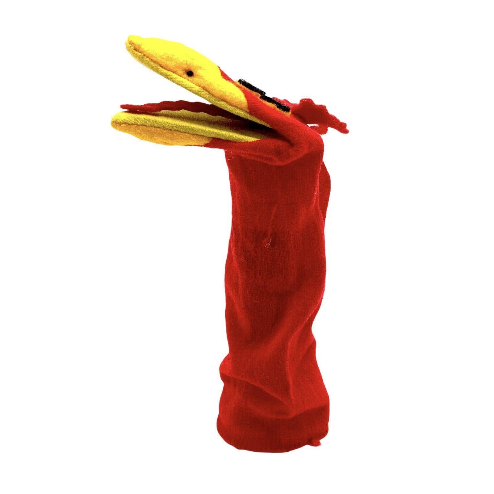 Old Sock Puppet Bird Red Nylon Yellow Felt Beak Childrens Sock Etsy
