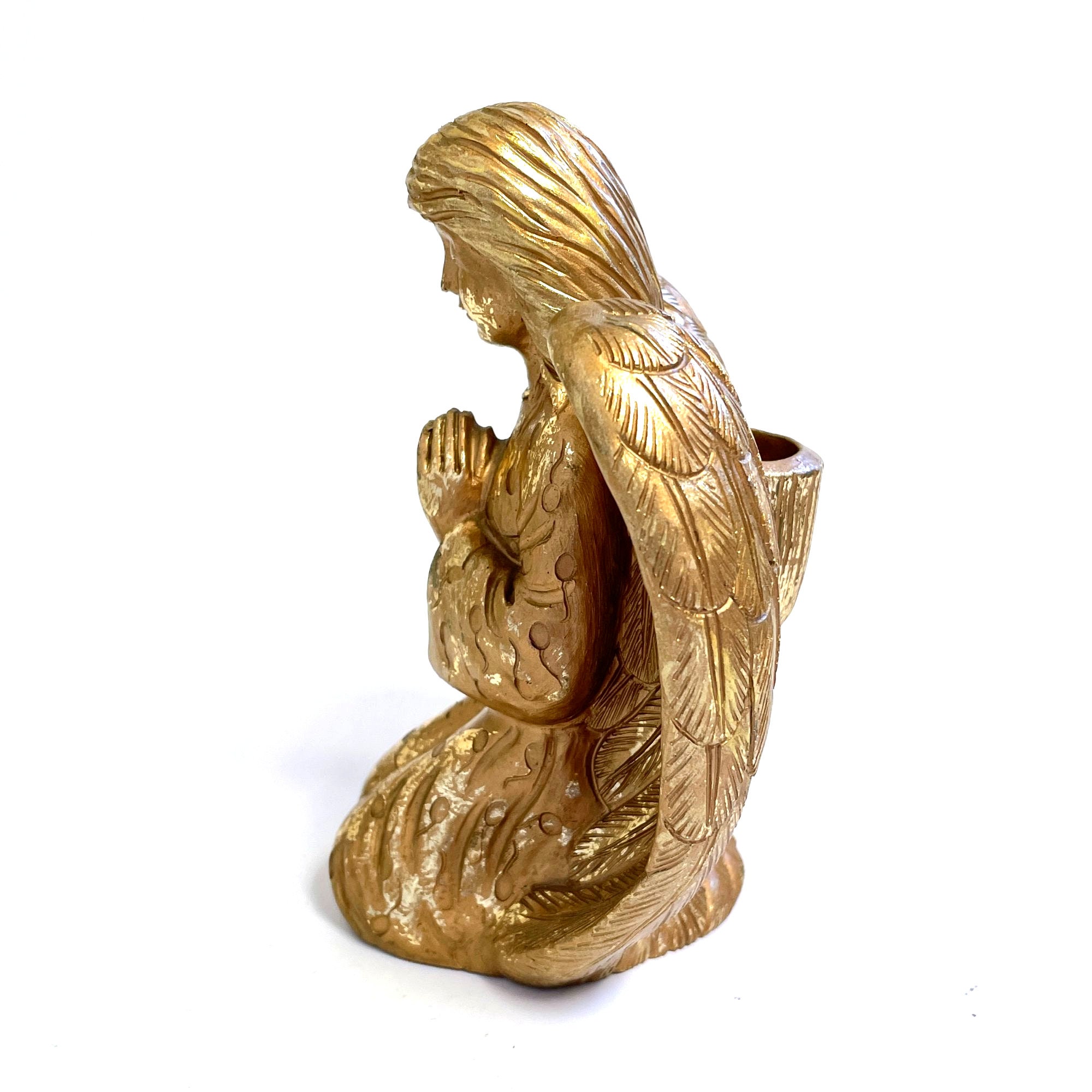 Praying Kneeling Angel Candle Holder Hollywood Regency Gold Etsy