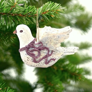 Vintage Turtle Dove Christmas Ornament Highly Detailed 4&quot; L
