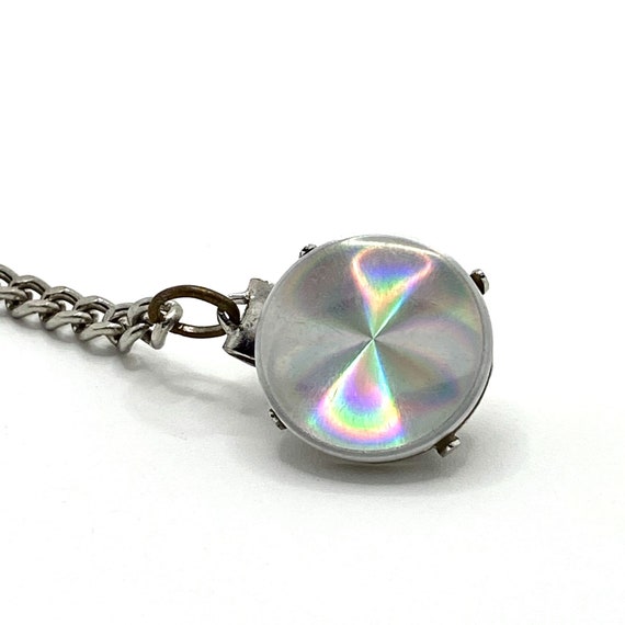 Vintage Holographic Sweater Guard Clip Silver Ton… - image 3