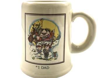 No 1 Dad Tankard Large Mug Gary Patterson Art Stoneware 16 oz