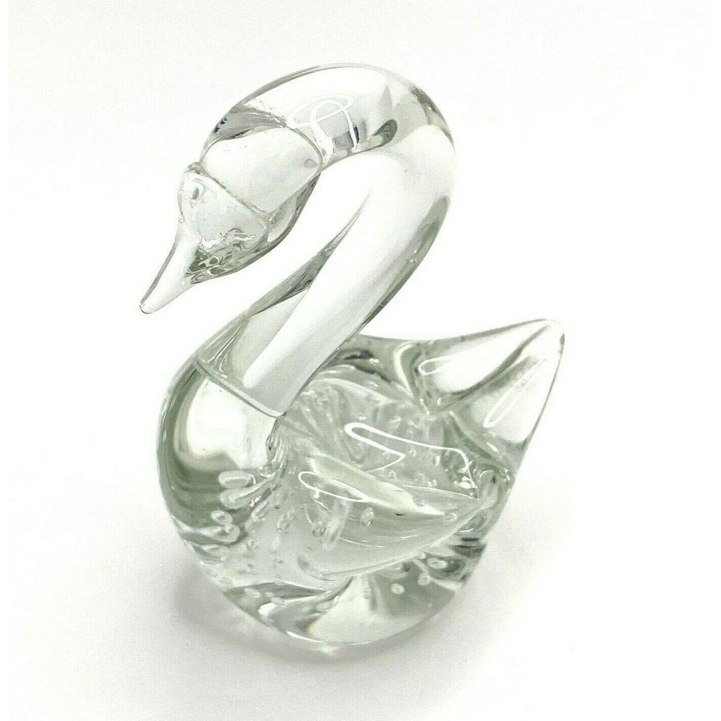 Art Glass Swan Paperweight Controlled Bubbles with Night Light Etsy