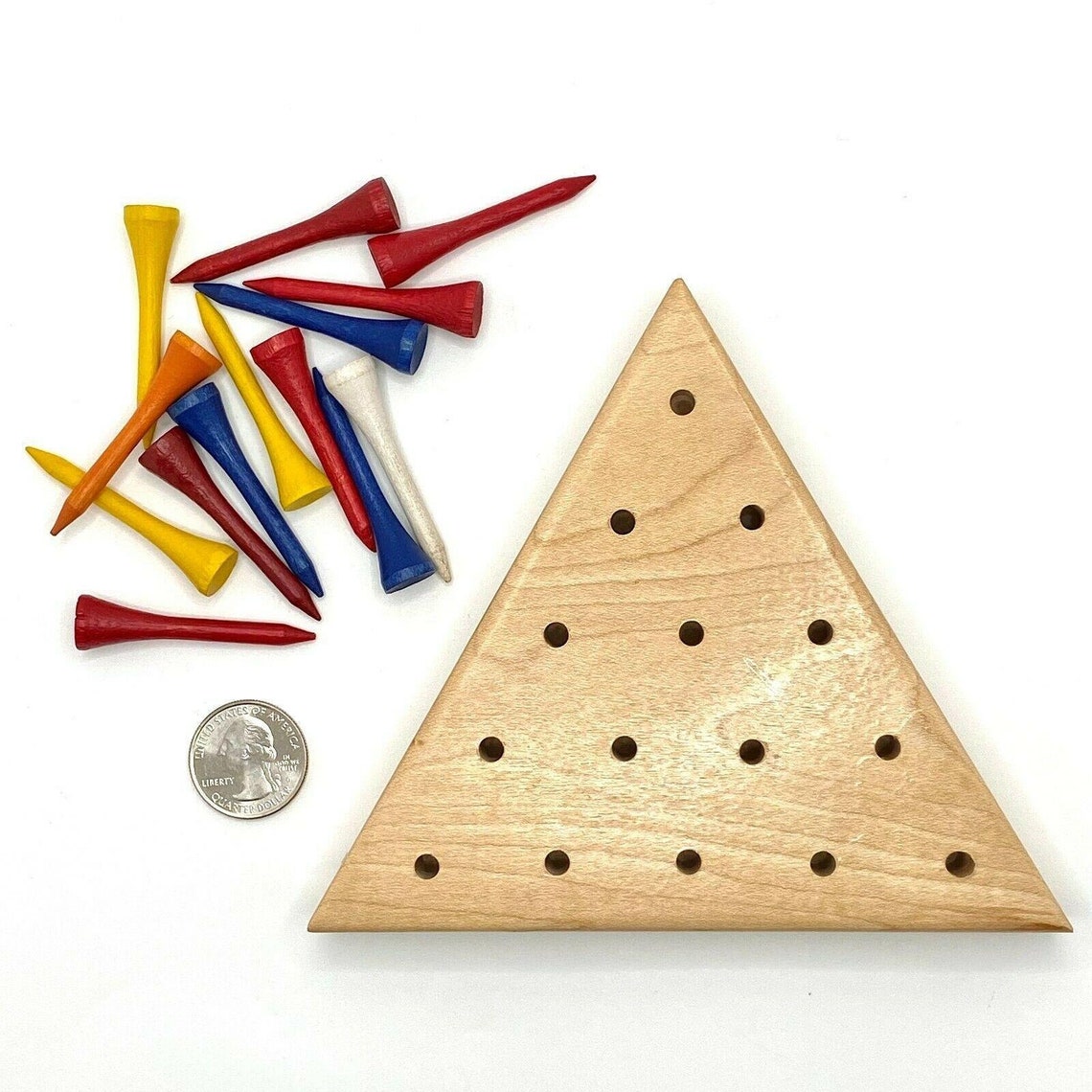 Vintage Wood Peg Puzzle Game Handcrafted 5 Triangle Golf Pegs Etsy