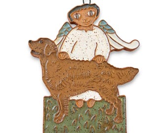 Scarce 1970s St Andrews Abbey Angel Golden Retriever Dog Ornament Handmade Christmas Gift Pet Memorial